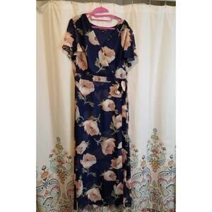 New‎ Mock wrap floral tulip maxi dress plus size 2X